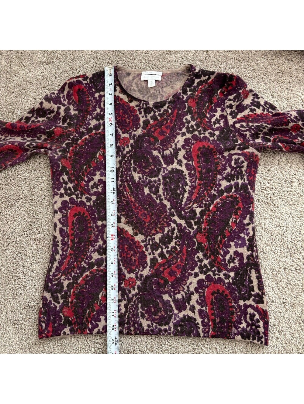 Charter Club 100% Cashmere Sweater Paisley Purple Womens Size Medium EUC Cozy - Picture 5 of 5